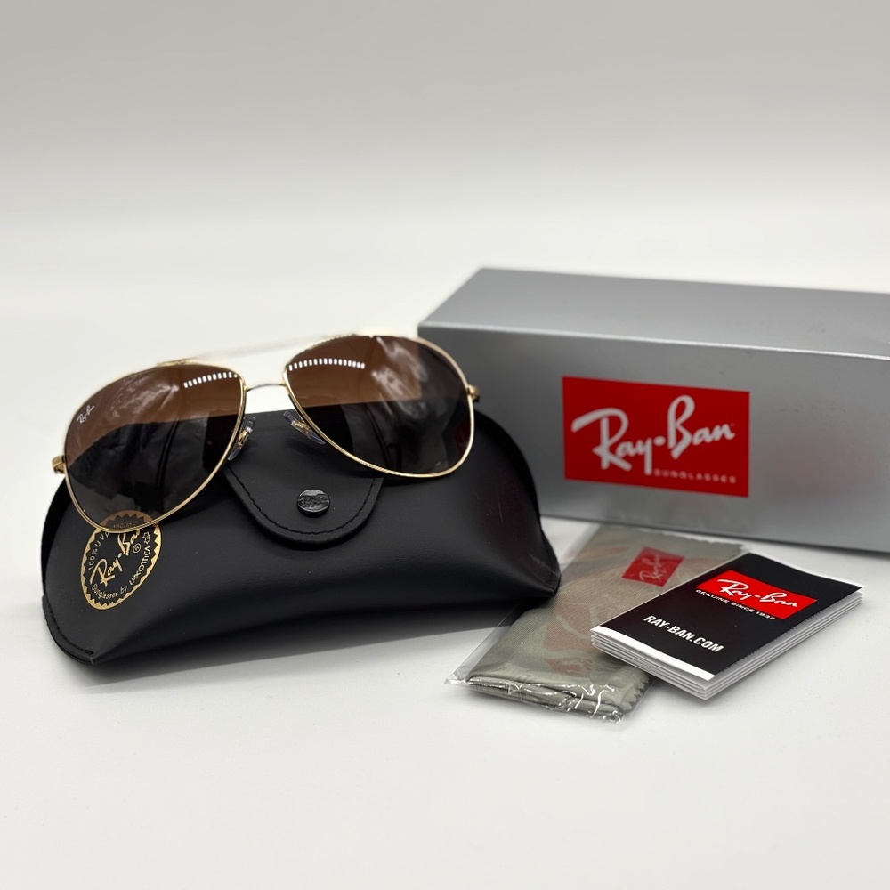 Ray-Ban Unisex RB3293 in Arista Gold and Brown Gradient Dark Brown NWT 👜